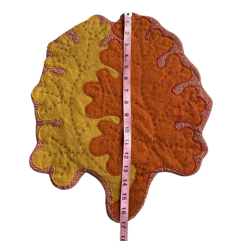 Quilted Leaf Placemat Set of 4 Orange Autumn Fall Table 16x13 Thanksgiving Boho